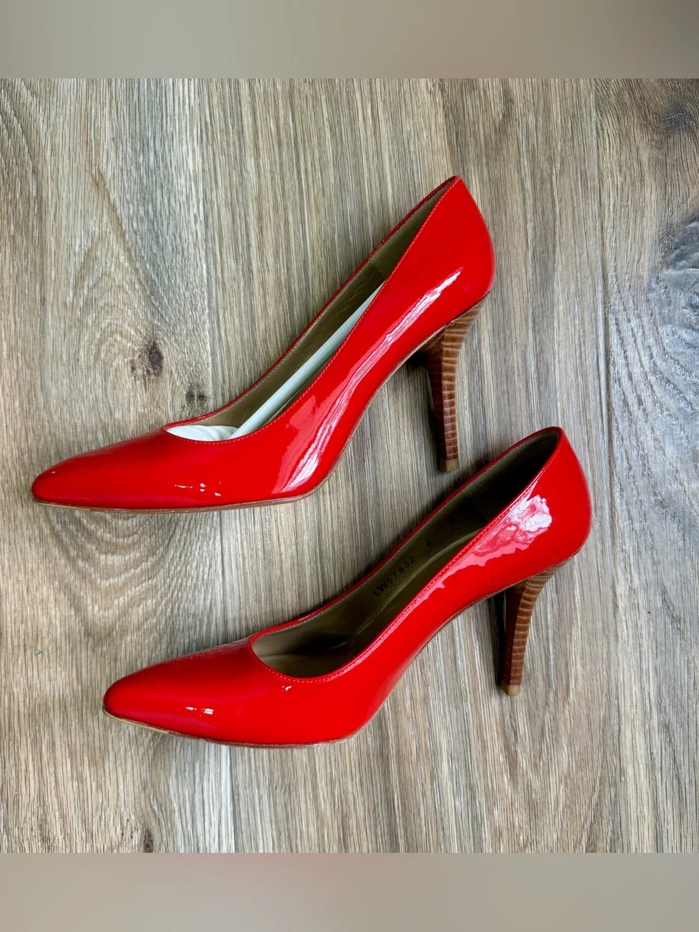 Stuart Weitzman Power Pimento Neon Patent Leather Pumps Size 6M